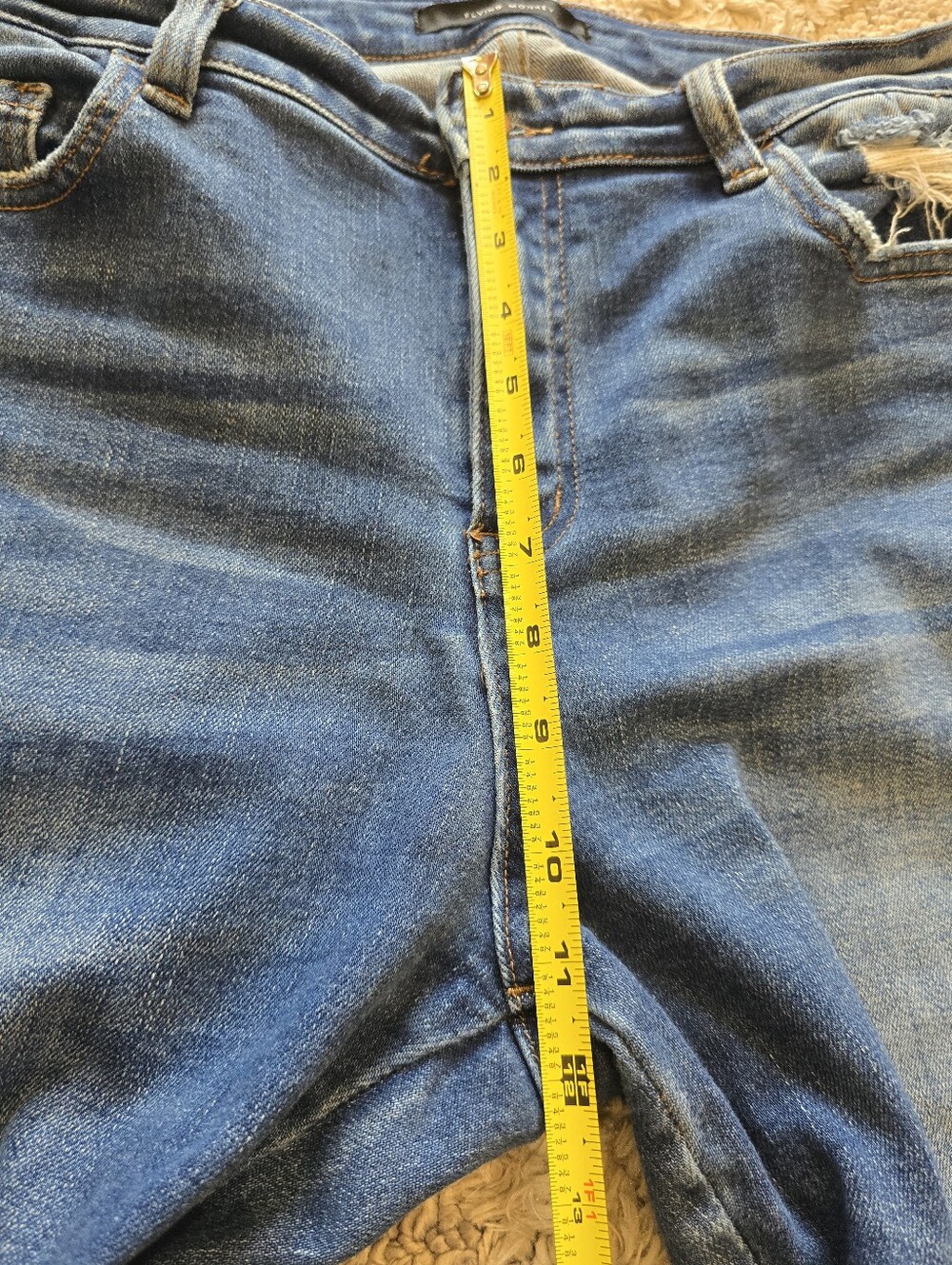 Flying Monkey Flared Blue Jeans Womens 31x31 Blue High Rise Stretch Distressed - Picture 5 of 7